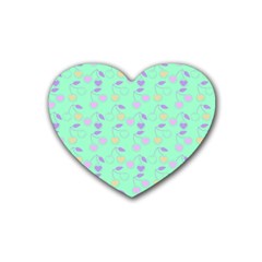 Mint Heart Cherries Rubber Coaster (Heart) 