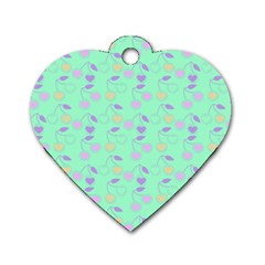 Mint Heart Cherries Dog Tag Heart (One Side)