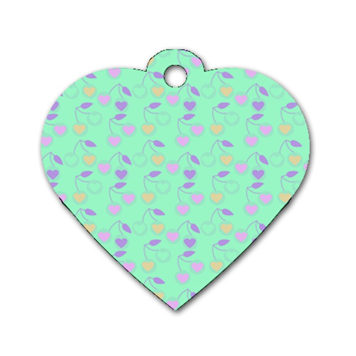 Mint Heart Cherries Dog Tag Heart (Two Sides)