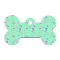 Mint Heart Cherries Dog Tag Bone (Two Sides)