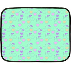 Mint Heart Cherries Fleece Blanket (Mini)