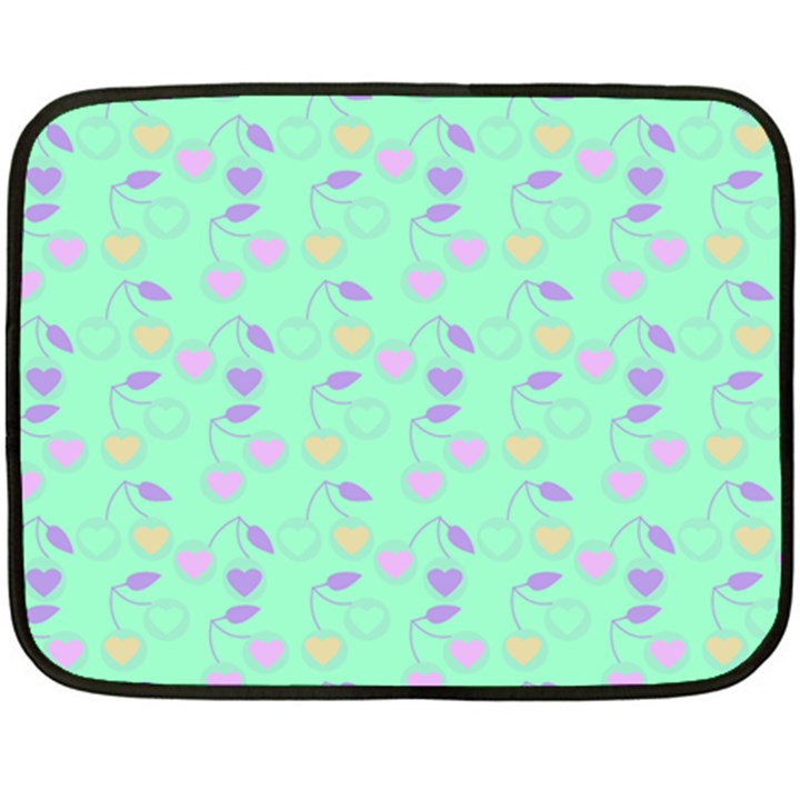 Mint Heart Cherries Fleece Blanket (Mini)