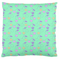 Mint Heart Cherries Large Cushion Case (One Side)