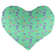 Mint Heart Cherries Large 19  Premium Heart Shape Cushions