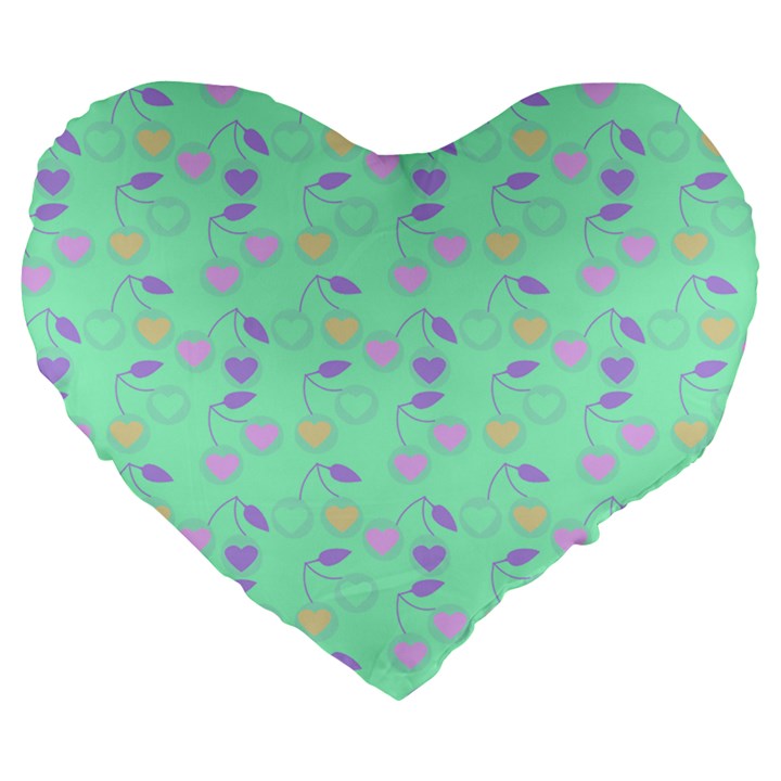 Mint Heart Cherries Large 19  Premium Heart Shape Cushions