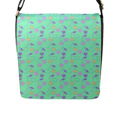 Mint Heart Cherries Flap Messenger Bag (l)  by snowwhitegirl