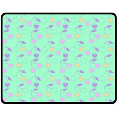 Mint Heart Cherries Double Sided Fleece Blanket (Medium) 