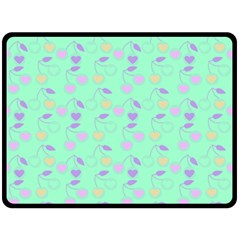 Mint Heart Cherries Double Sided Fleece Blanket (Large) 