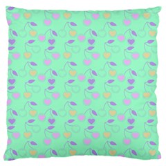 Mint Heart Cherries Standard Flano Cushion Case (One Side)