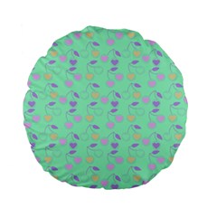 Mint Heart Cherries Standard 15  Premium Flano Round Cushions