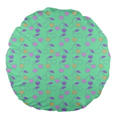 Mint Heart Cherries Large 18  Premium Flano Round Cushions