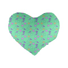 Mint Heart Cherries Standard 16  Premium Flano Heart Shape Cushions