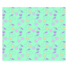 Mint Heart Cherries Double Sided Flano Blanket (Small) 