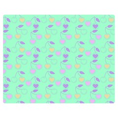 Mint Heart Cherries Double Sided Flano Blanket (Medium) 