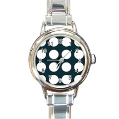 Big Dot Teal Blue Round Italian Charm Watch by snowwhitegirl