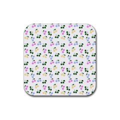 Green Cherries Rubber Coaster (square)  by snowwhitegirl