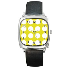 Big Dot Yellow Square Metal Watch by snowwhitegirl