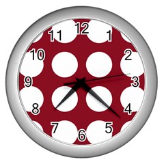 Big Dot Red Wall Clocks (silver)  by snowwhitegirl