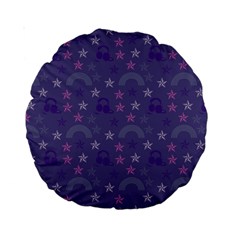 Music Stars Blue Standard 15  Premium Round Cushions by snowwhitegirl