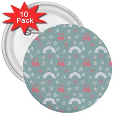 Music Stars Sky Blue 3  Buttons (10 Pack)  by snowwhitegirl