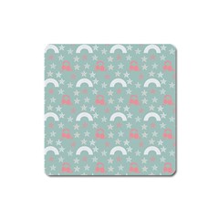 Music Stars Sky Blue Square Magnet by snowwhitegirl