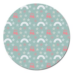 Music Stars Sky Blue Magnet 5  (round) by snowwhitegirl