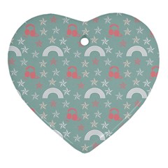 Music Stars Sky Blue Heart Ornament (two Sides) by snowwhitegirl