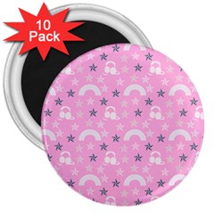 Music Star Pink 3  Magnets (10 Pack)  by snowwhitegirl