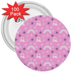 Music Star Pink 3  Buttons (100 Pack)  by snowwhitegirl