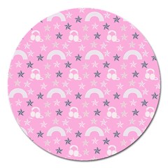 Music Star Pink Magnet 5  (round) by snowwhitegirl