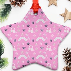 Music Star Pink Star Ornament (two Sides) by snowwhitegirl