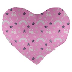 Music Star Pink Large 19  Premium Heart Shape Cushions by snowwhitegirl