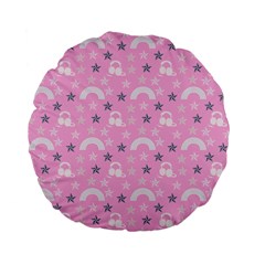 Music Star Pink Standard 15  Premium Flano Round Cushions by snowwhitegirl