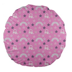 Music Star Pink Large 18  Premium Flano Round Cushions by snowwhitegirl