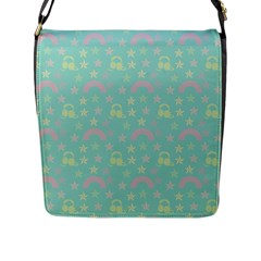 Music Stars Seafoam Flap Messenger Bag (l)  by snowwhitegirl