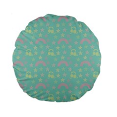 Music Stars Seafoam Standard 15  Premium Flano Round Cushions by snowwhitegirl