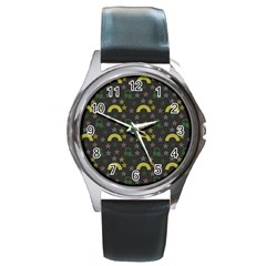 Music Star Dark Grey Round Metal Watch by snowwhitegirl