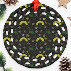 Music Star Dark Grey Ornament (round Filigree) by snowwhitegirl