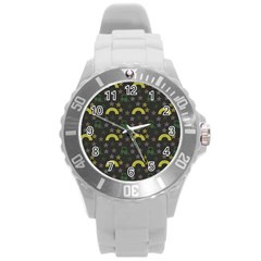 Music Star Dark Grey Round Plastic Sport Watch (l) by snowwhitegirl