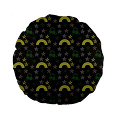 Music Star Dark Grey Standard 15  Premium Flano Round Cushions by snowwhitegirl