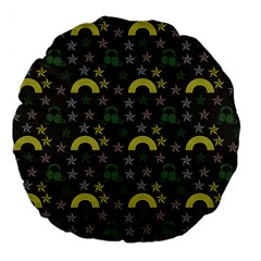 Music Star Dark Grey Large 18  Premium Flano Round Cushions by snowwhitegirl