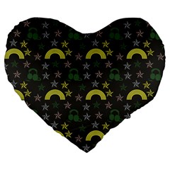 Music Star Dark Grey Large 19  Premium Flano Heart Shape Cushions by snowwhitegirl