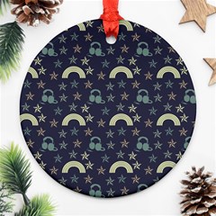 Music Stars Dark Teal Ornament (round) by snowwhitegirl