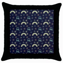 Music Stars Dark Teal Throw Pillow Case (black) by snowwhitegirl