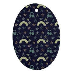 Music Stars Dark Teal Oval Ornament (two Sides) by snowwhitegirl