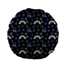 Music Stars Dark Teal Standard 15  Premium Round Cushions by snowwhitegirl