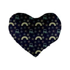 Music Stars Dark Teal Standard 16  Premium Heart Shape Cushions by snowwhitegirl