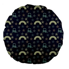 Music Stars Dark Teal Large 18  Premium Flano Round Cushions by snowwhitegirl