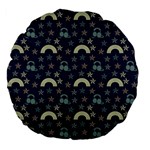 Music Stars Dark Teal Large 18  Premium Flano Round Cushions Front