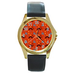 Music Stars Red Round Gold Metal Watch by snowwhitegirl